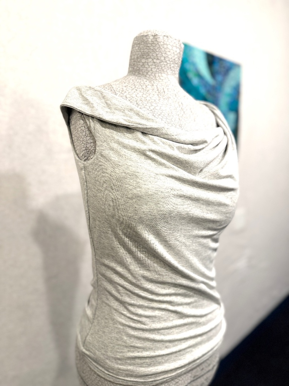 Modern Works Sleeveless Draped Neck Gray Knit Top XS
